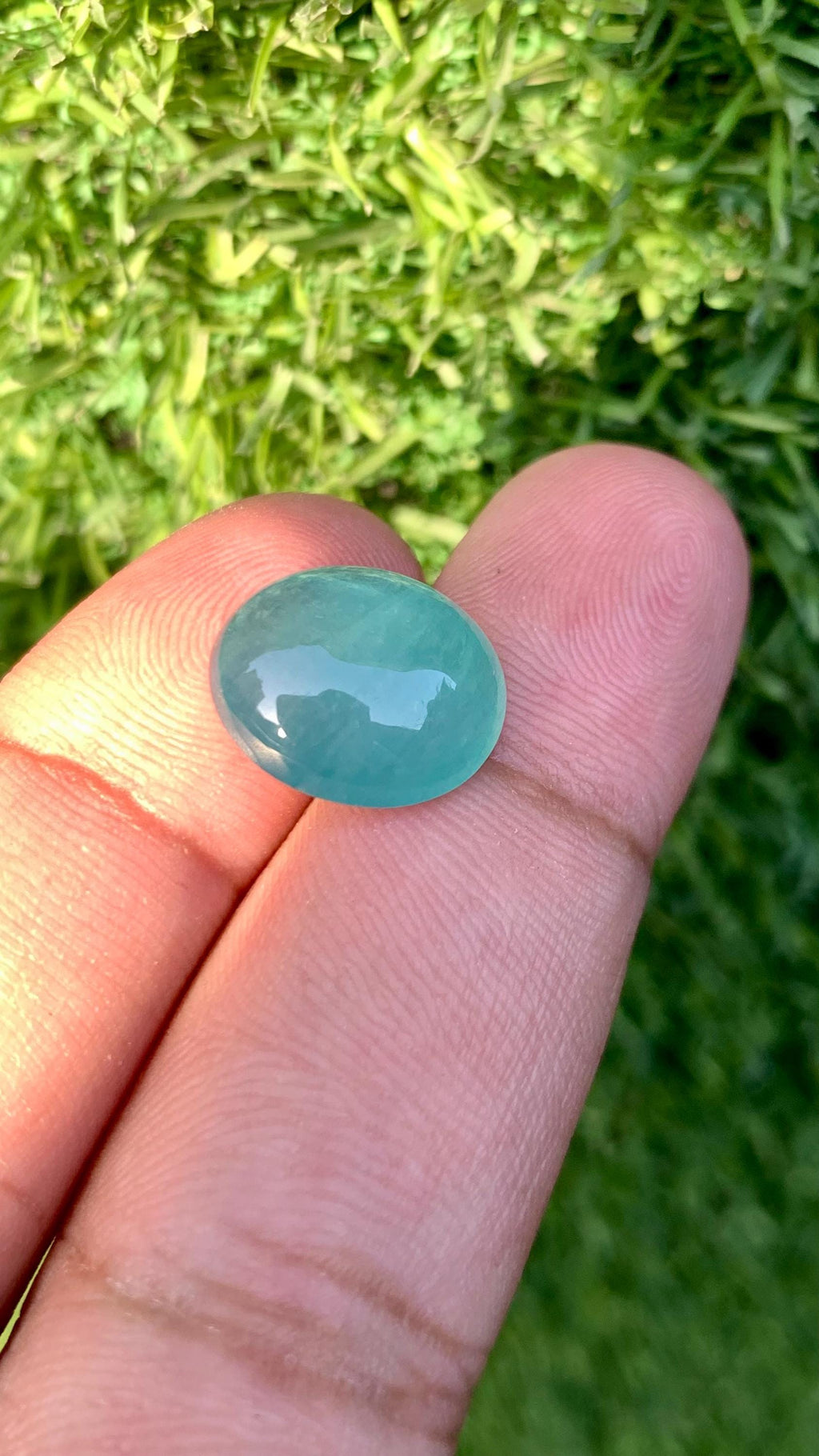 Grandidierite Gemstone Cabochon: Bluish Green, Rare Madagascar Stone, 7.40 Carats