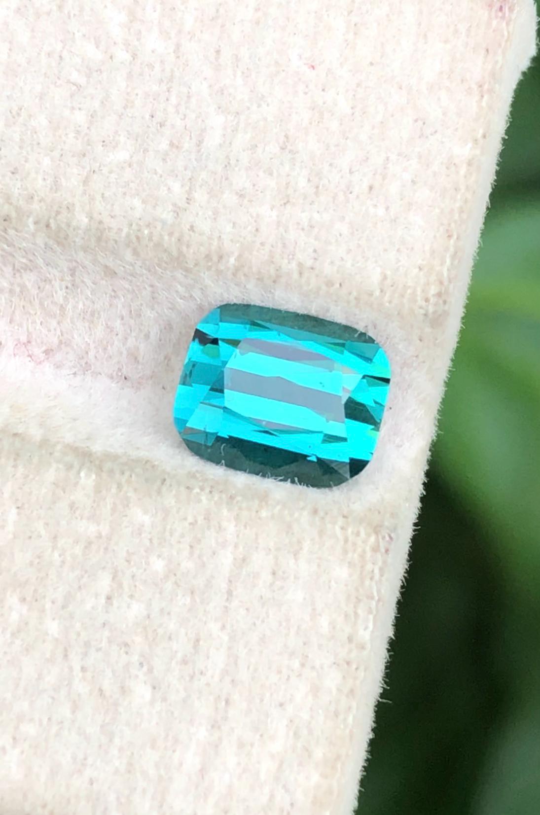 Lagoon Tourmaline 1.55ct Cushion Cut Loose Gemstone from Afghanistan