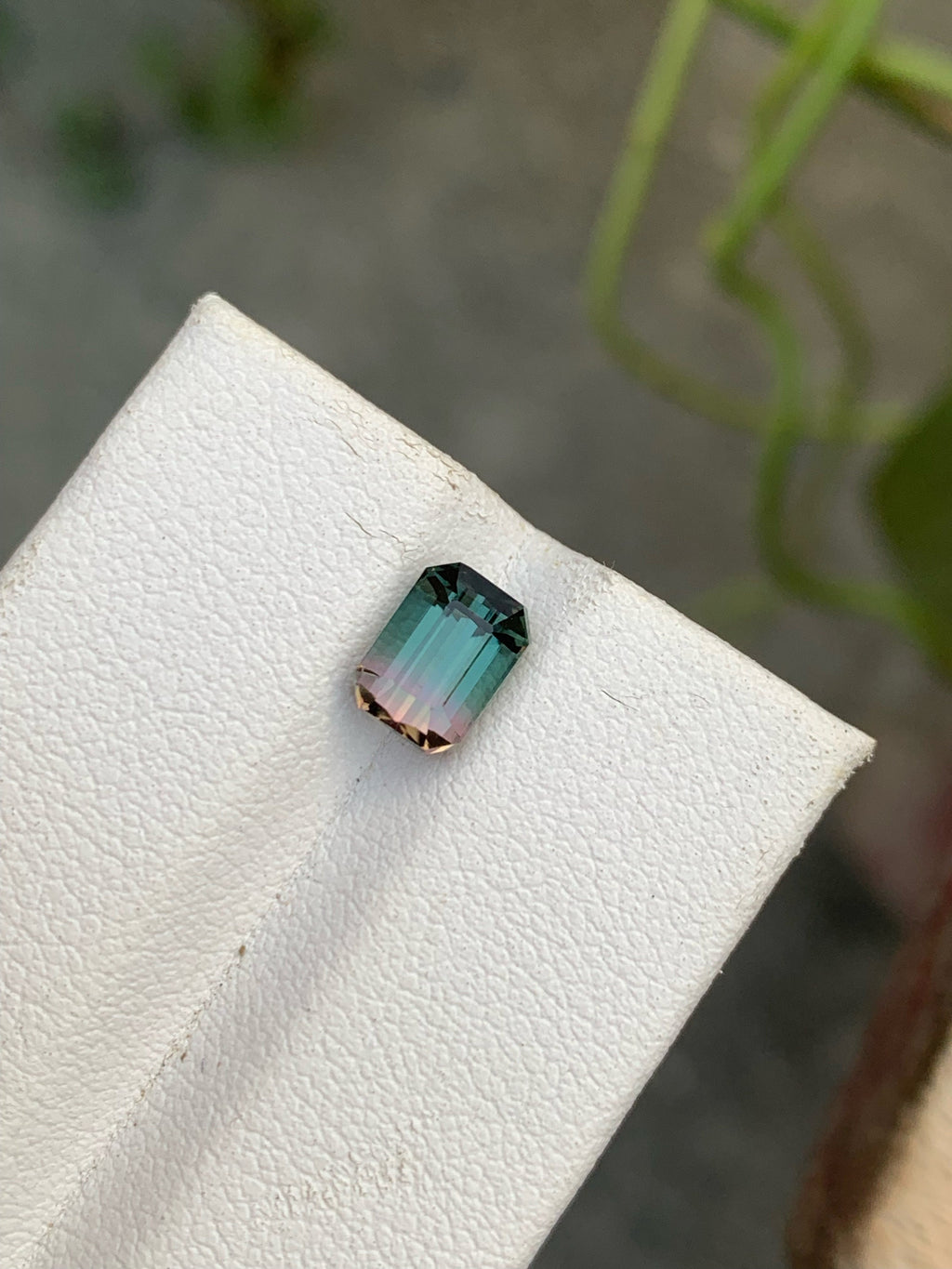 Bi-Color Tourmaline Loose Gemstone: Emerald Cut, 1.40 CT