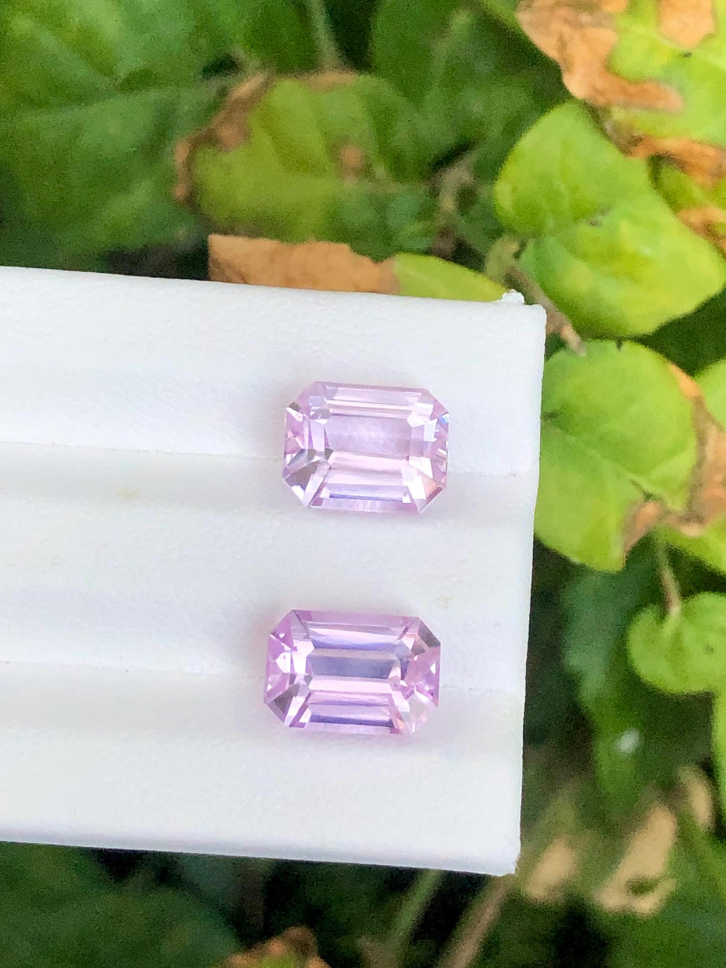 Pink Kunzite Pair 9.25ct Emerald Cut Gemstones from Afghanistan – Sparkling Matching Set