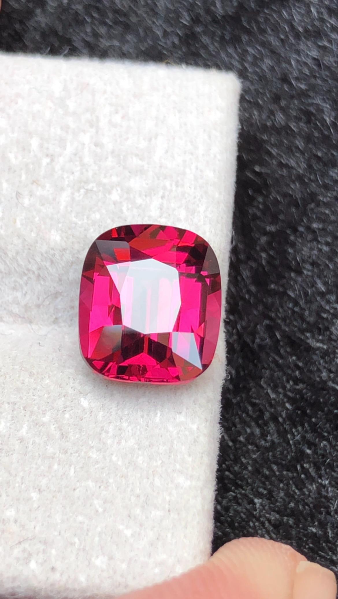 Tanga Mine Rhodolite Garnet 3.80ct Cushion Cut – Raspberry-Tone Tanzanian Gemstone