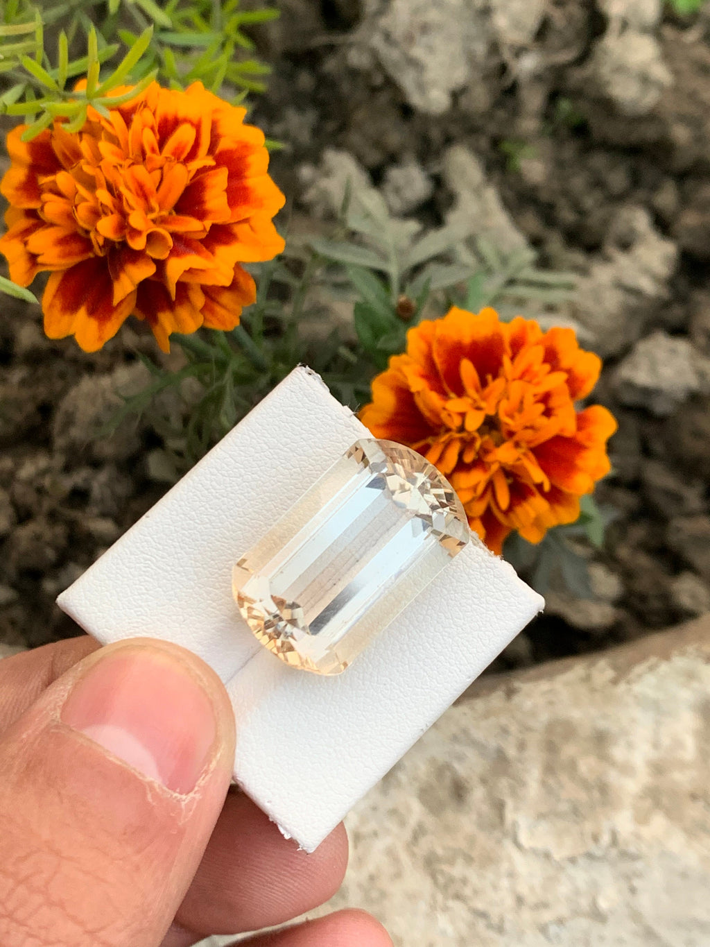 29.80 CT Emerald Cut Yellowish Orange Topaz Loose Gemstone