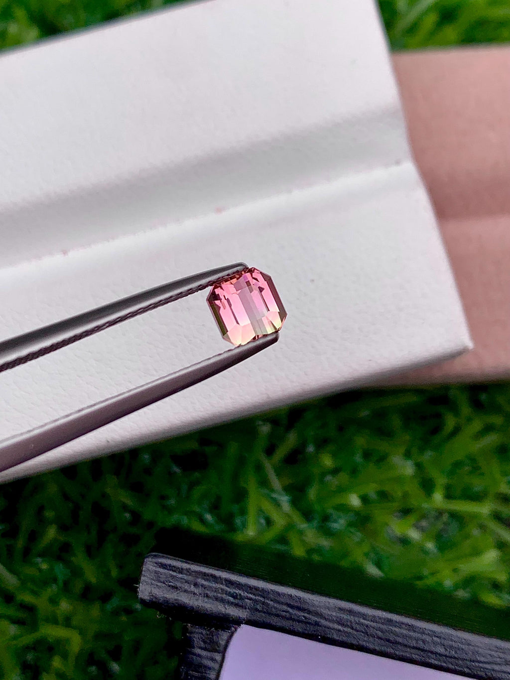 Bi-Color Tourmaline Gemstone: 0.75 CT Faceted Emerald Cut Stone