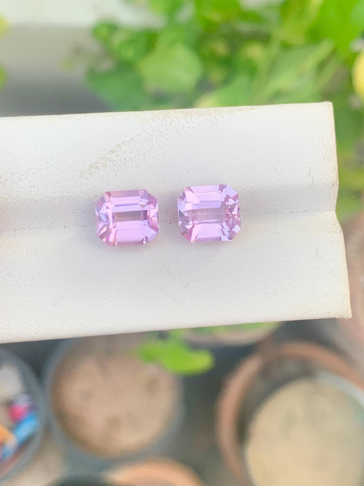 Emerald Cut Pink Kunzite Pair: Natural Gemstone, 9.10 CT