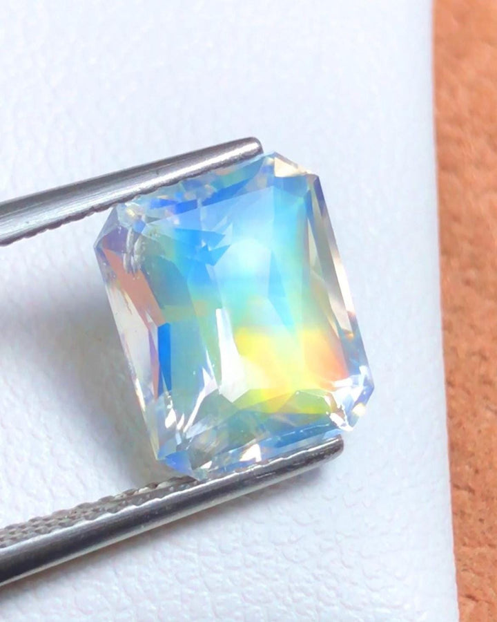 Rainbow Moonstone 3.65ct Octagonal Radiant Scissor Cut – Madagascar