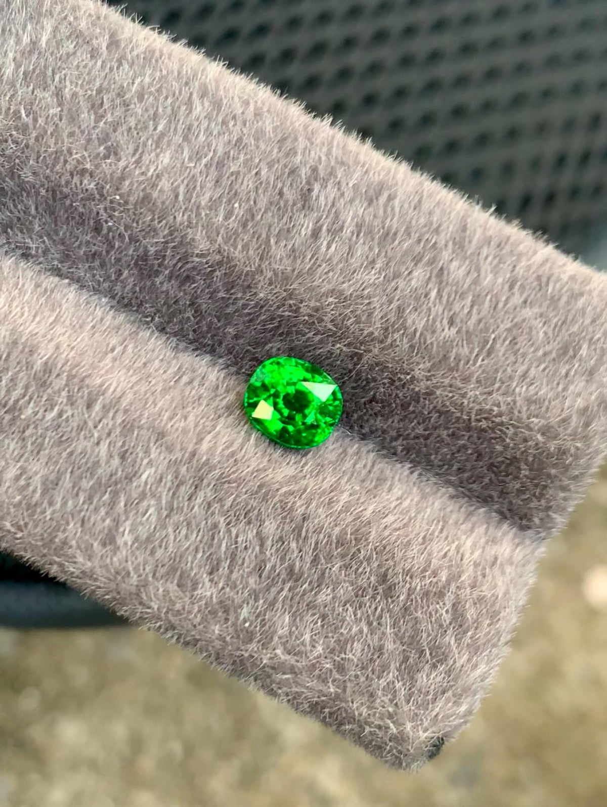Vivid Green Tsavorite Garnet: 1.10 Carat Cushion Cut Gemstone