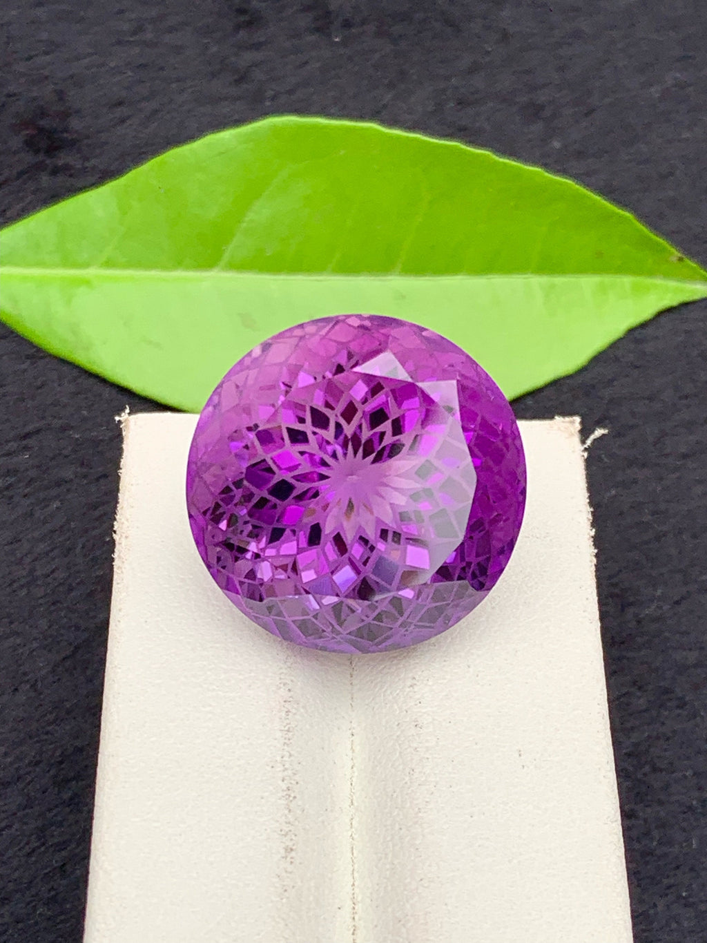 Round Precision Flower Cut Amethyst Loose Gemstone -44  Carats