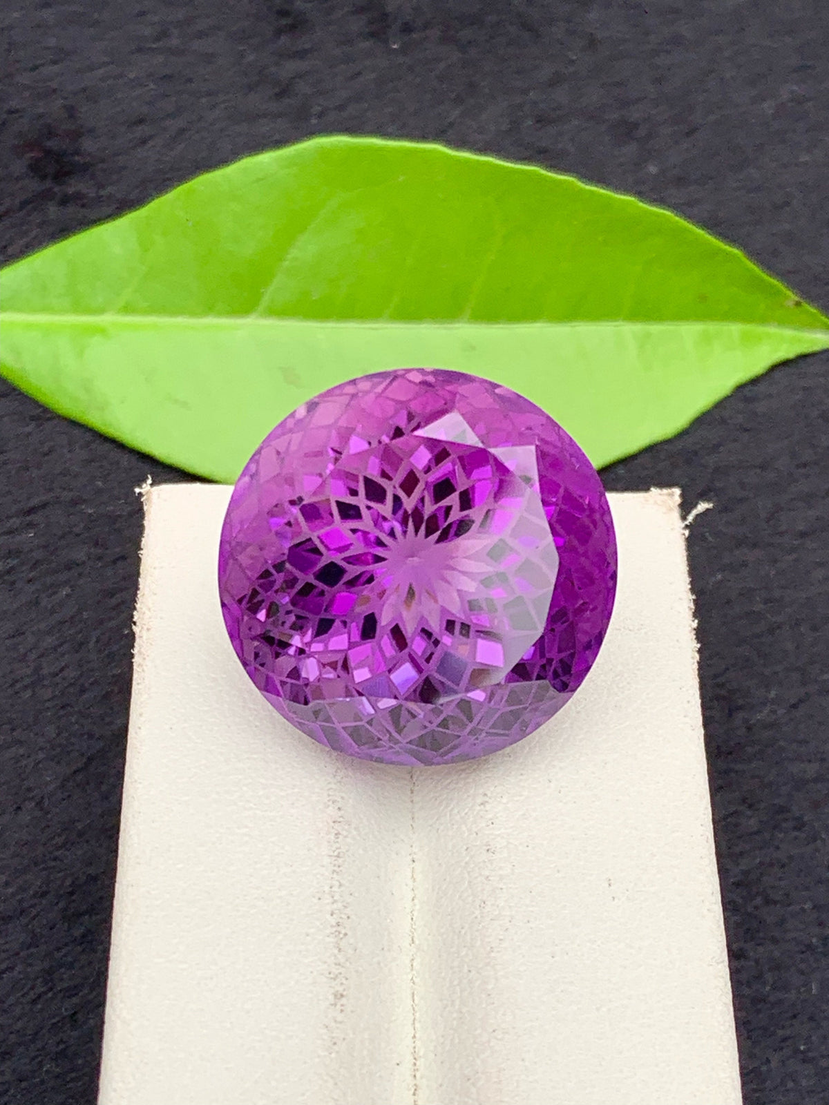 Round Precision Flower Cut Amethyst Loose Gemstone -44  Carats