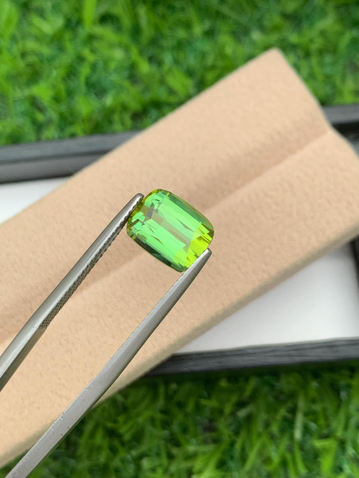 4.35 CT Bluish Green Tourmaline Gemstone: Cushion Cut Ring Stone