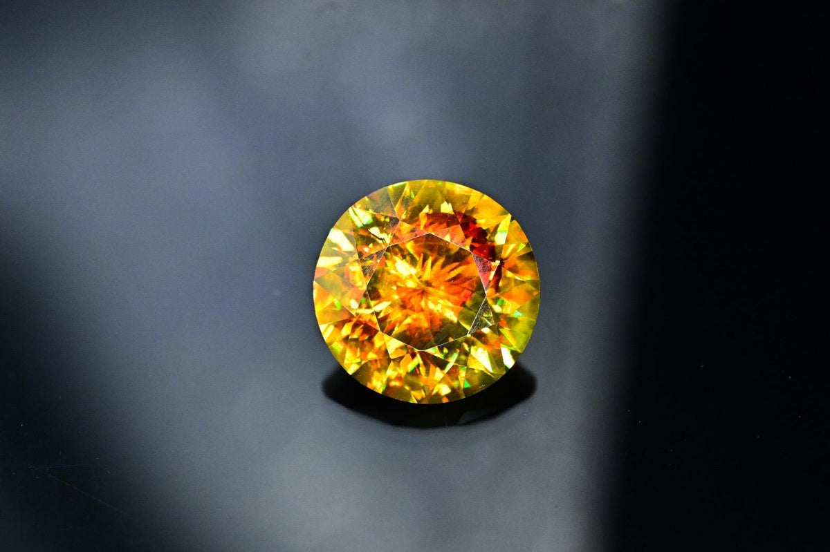 Natural Fire Sphene Gemstone: Round Cut, 5.85 CT, Himalayan Origin