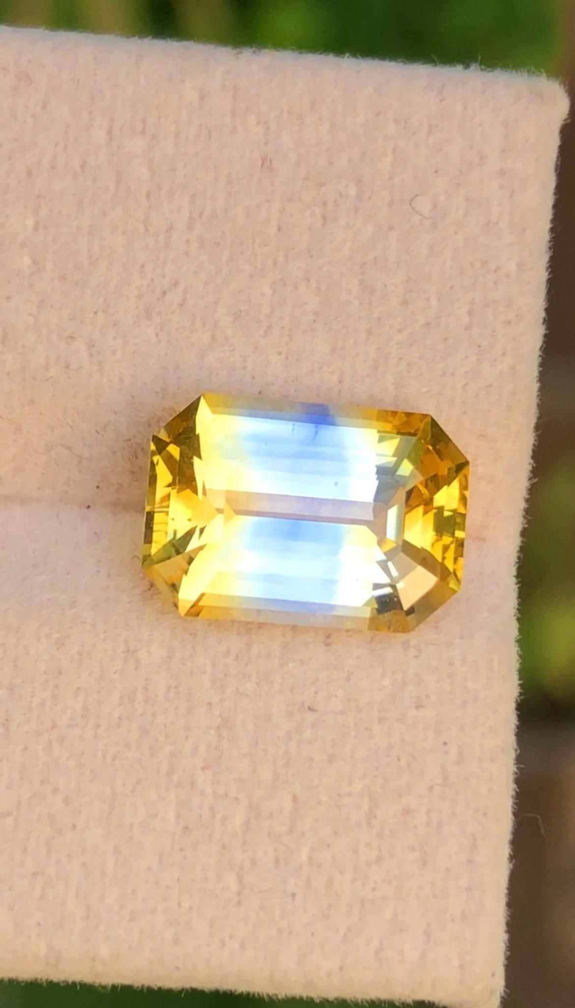 Yellow Sapphire 3.53 ct Emerald Octagonal Cut From Ceylon Srilanka No Heat