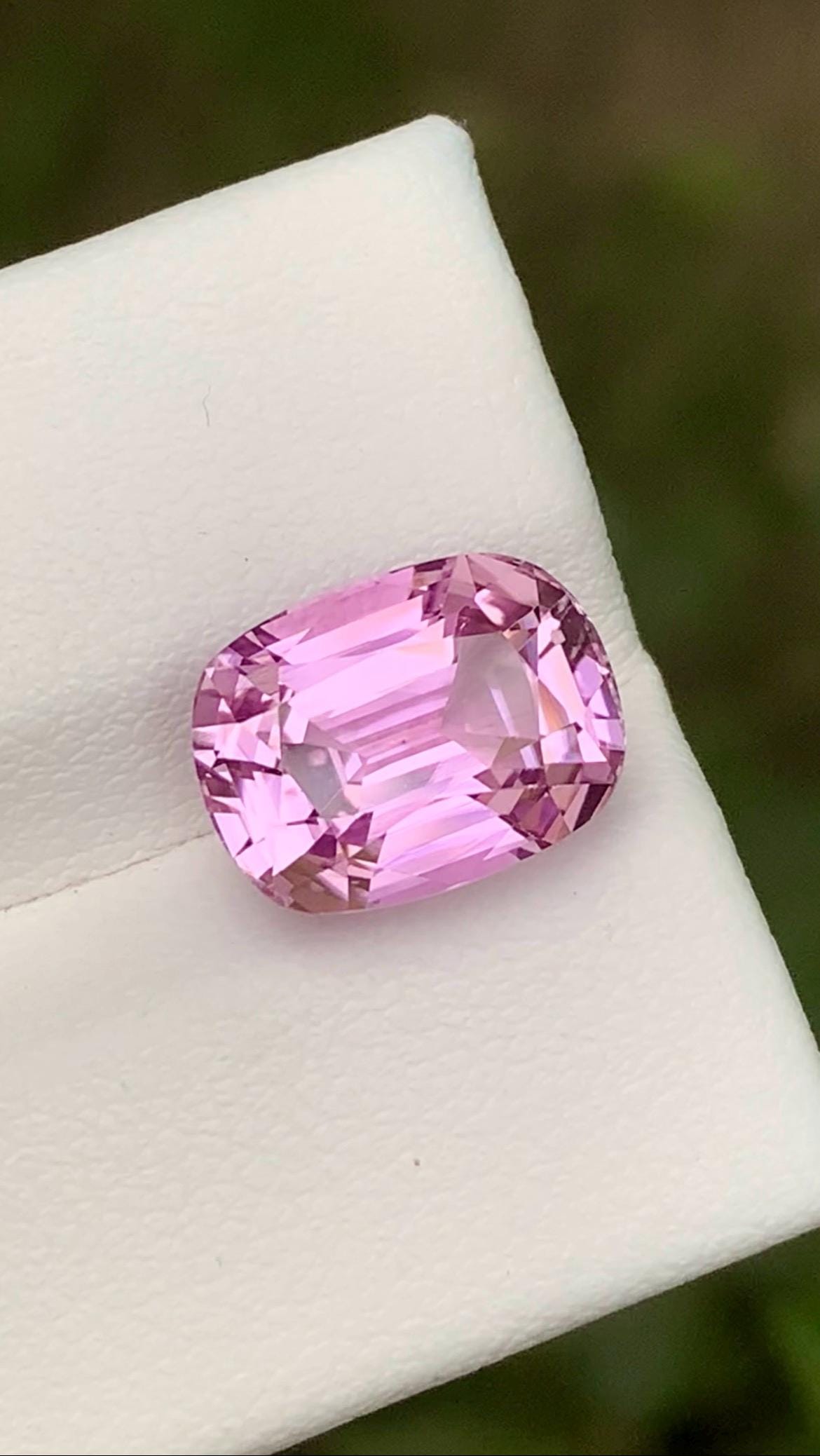 Pink Kunzite Gemstone: 5.70ct Faceted Cushion Cut From Nuristan Afghanistan