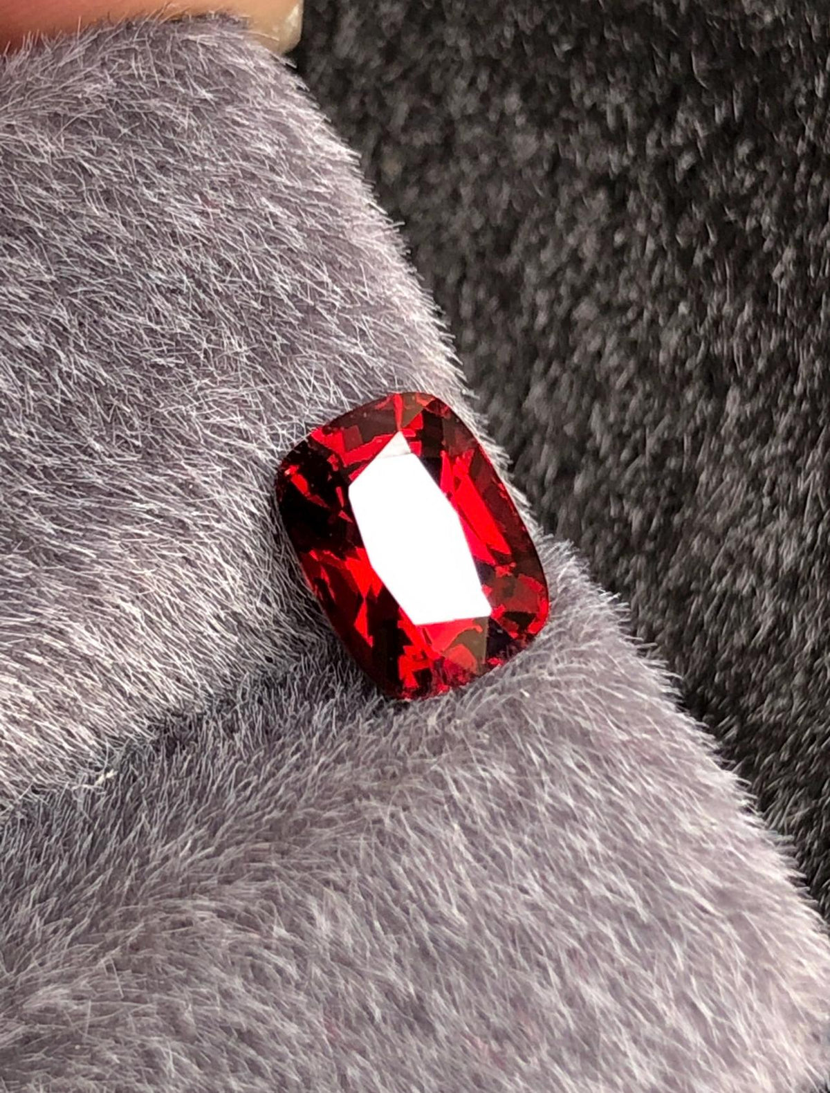 Vivid Red Spinel 1.58ct Step Cushion Cut - Burma Gemstone Loose Stone