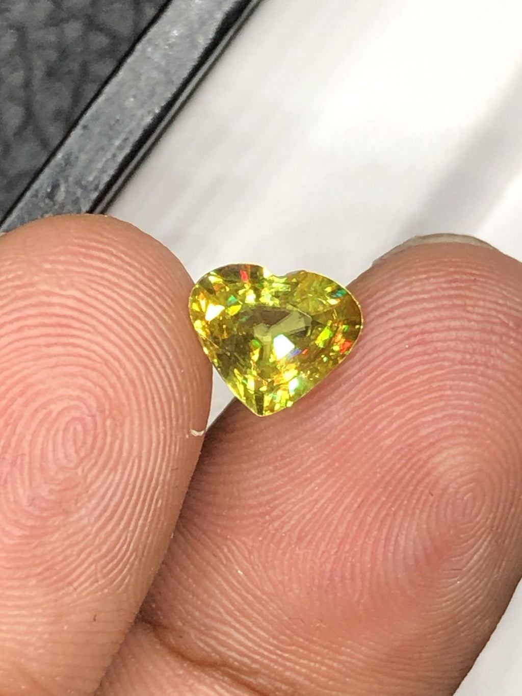 1.40 CT Heart Sphene Titanite Gemstone: Rare Faceted Yellow-Green Loose Gem