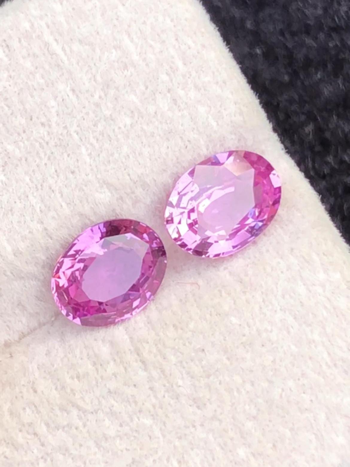 Purple Sapphire Pair  2.11 ct Oval Cut – from Madagascar With Certificate