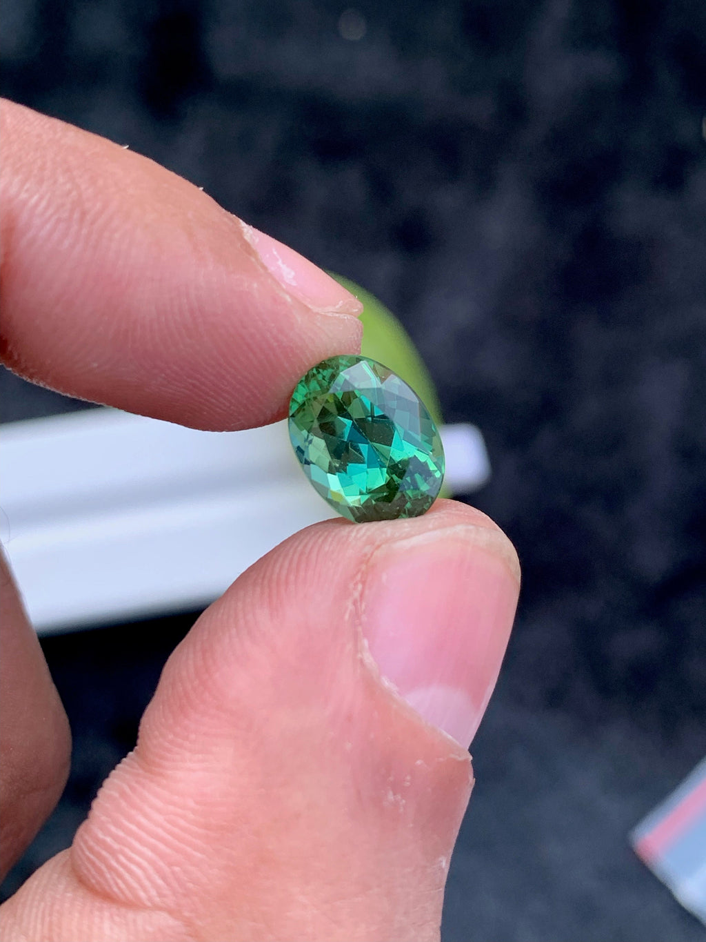 Faceted Bluish Green Tourmaline Gemstone: 4.00 CT Oval Stone