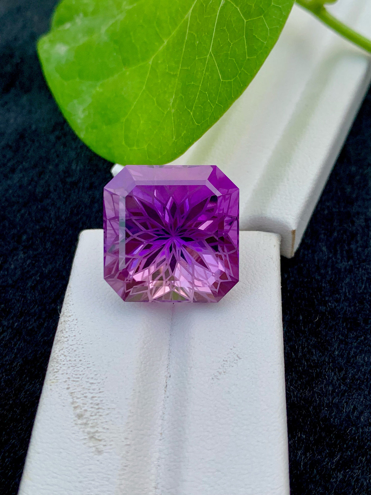 Square Precision Flower Cut Amethyst Loose Gemstone - 35.95 Carats