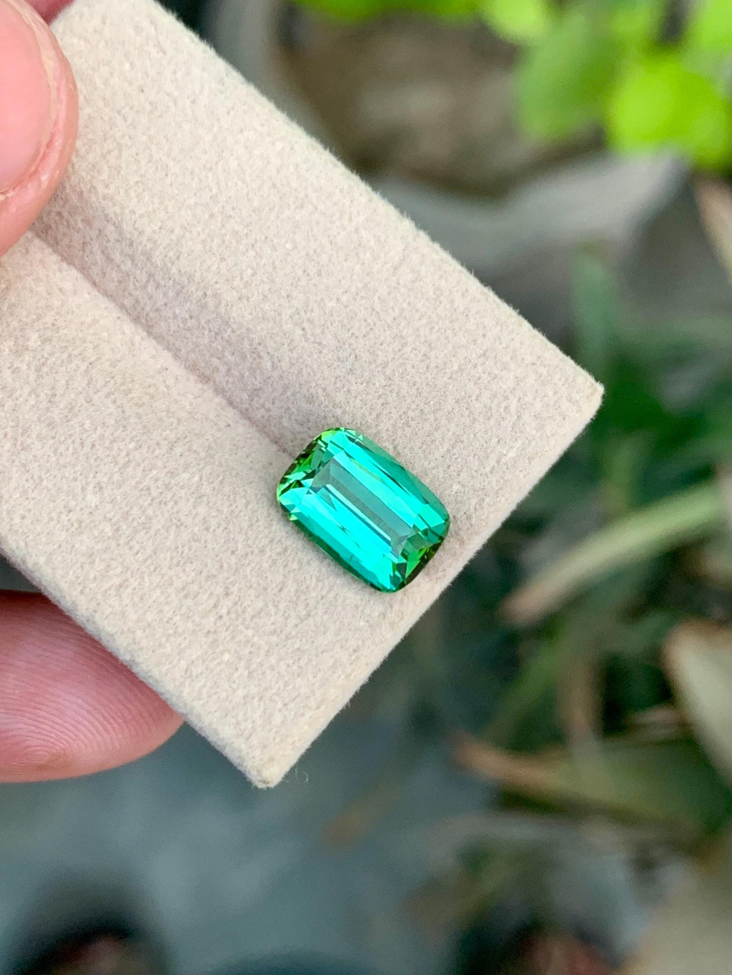 3.35 CT Blue Green Tourmaline Gemstone: Cushion Cut, Jaba Mine