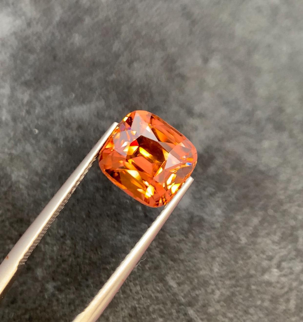 Orange Zircon 6.87ct Cushion Cut with Fire from Sri Lanka