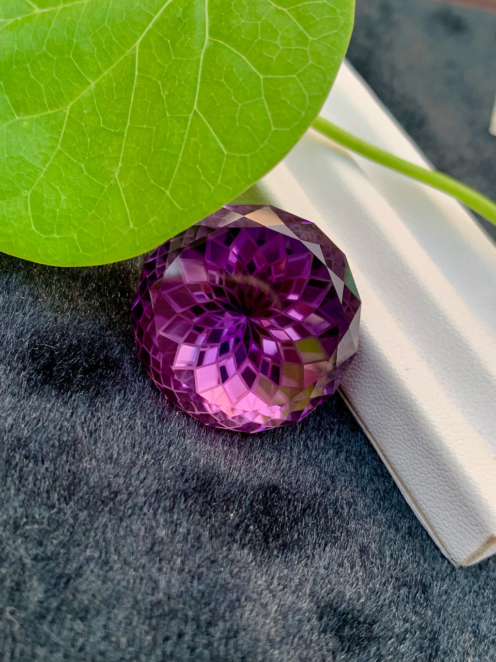 83.65 CT Purple Pink Amethyst Gemstone: Precision Flower Cut, February Birthstone