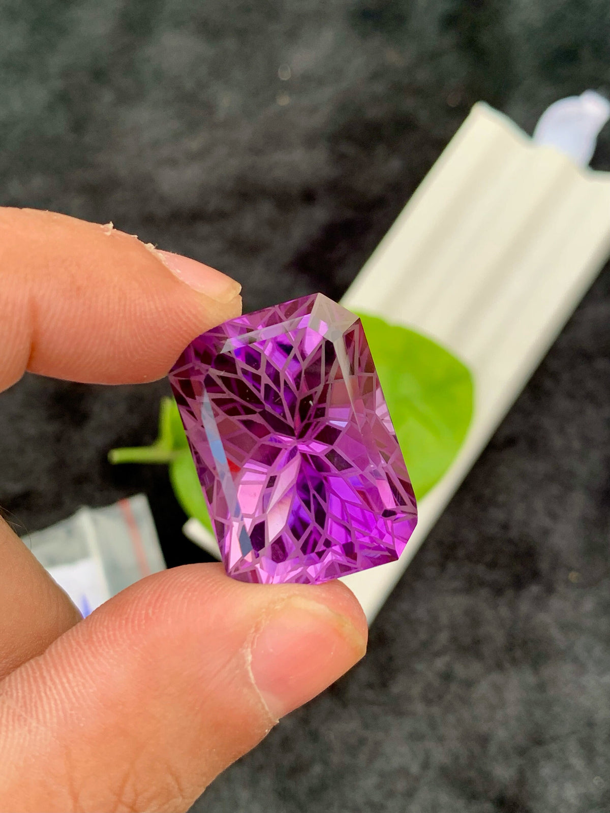 Precision Flower Cut Amethyst Loose Gemstone Big Size - 46.40 Carats