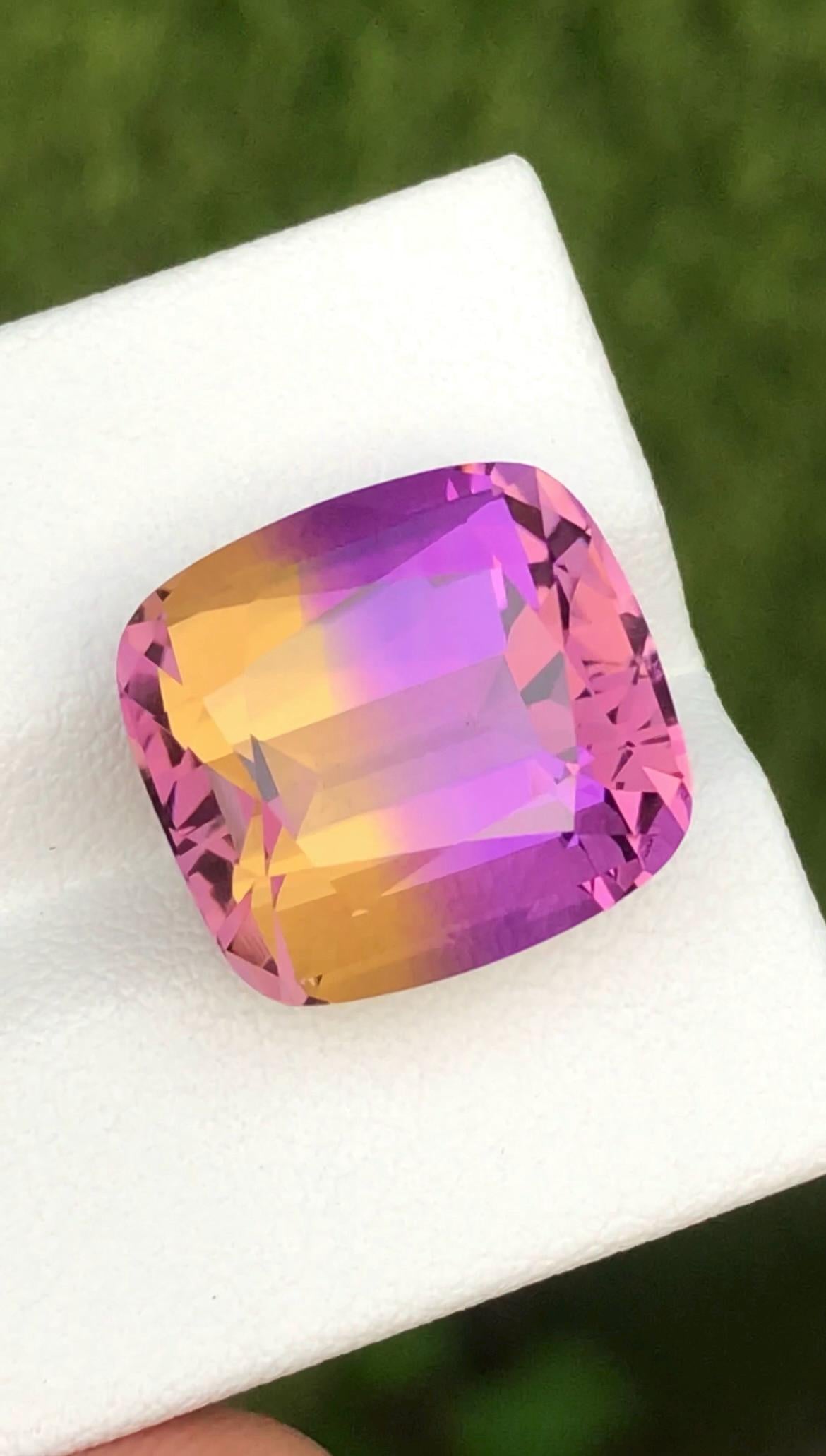 Bi-Color Ametrine 14.25 Ct Cushion Cut – Gemstone from Brazil