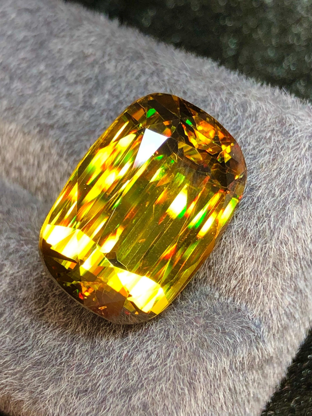 Cushion Cut Sphene Gemstone: Greenish Yellow Titanite, August Birthstone