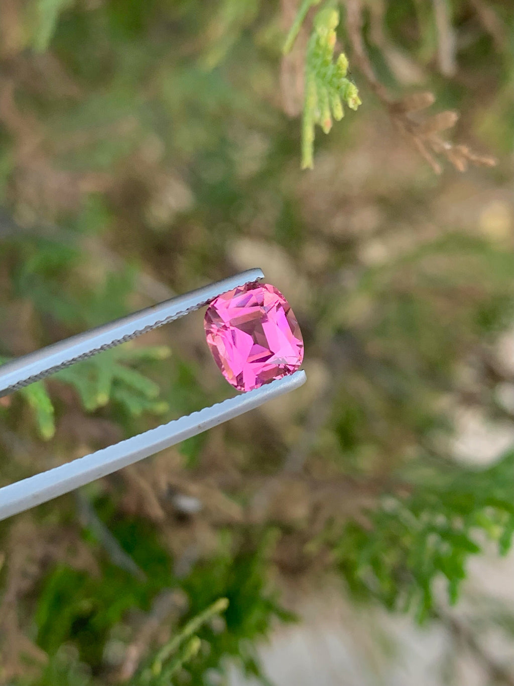 Natural Pink Tourmaline Gemstone: Faceted Cushion Cut, 1.70 CT
