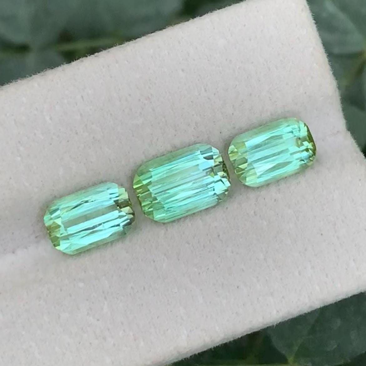 Green  Tourmaline Set 6.85ct – Matching Trio of Faceted Gems from Afghanistan