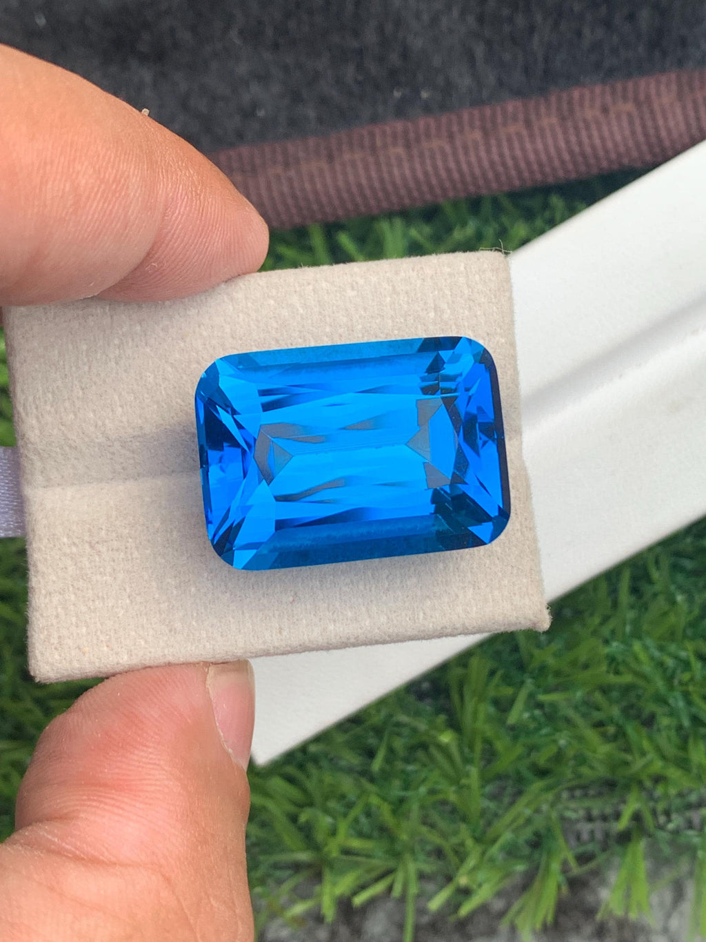 Electric Blue Topaz Gemstone: 49.50 CT Cushion Cut, Loupe Clean