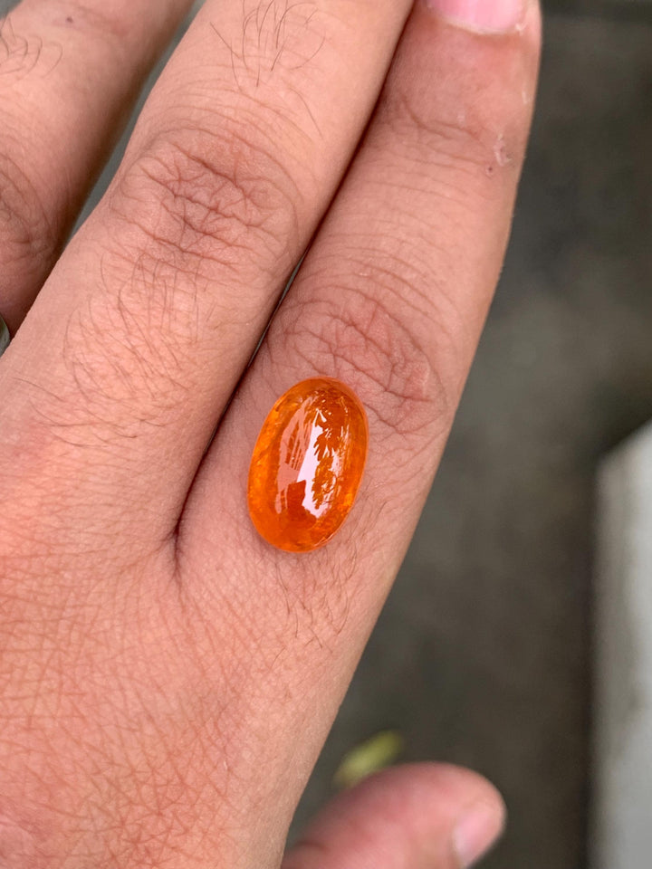 14.50 Carat Fanta Spessartite Garnet: Vivid Mandarin Orange Oval Gemstone