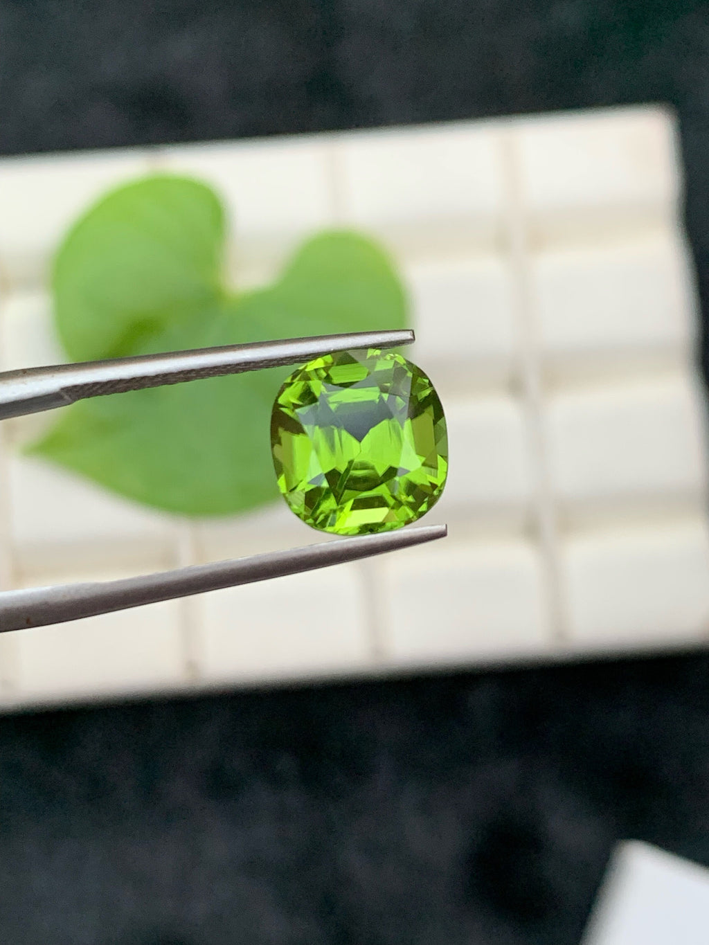 Natural Olive Green Peridot Gemstone: Cushion Cut, 3.75 CT