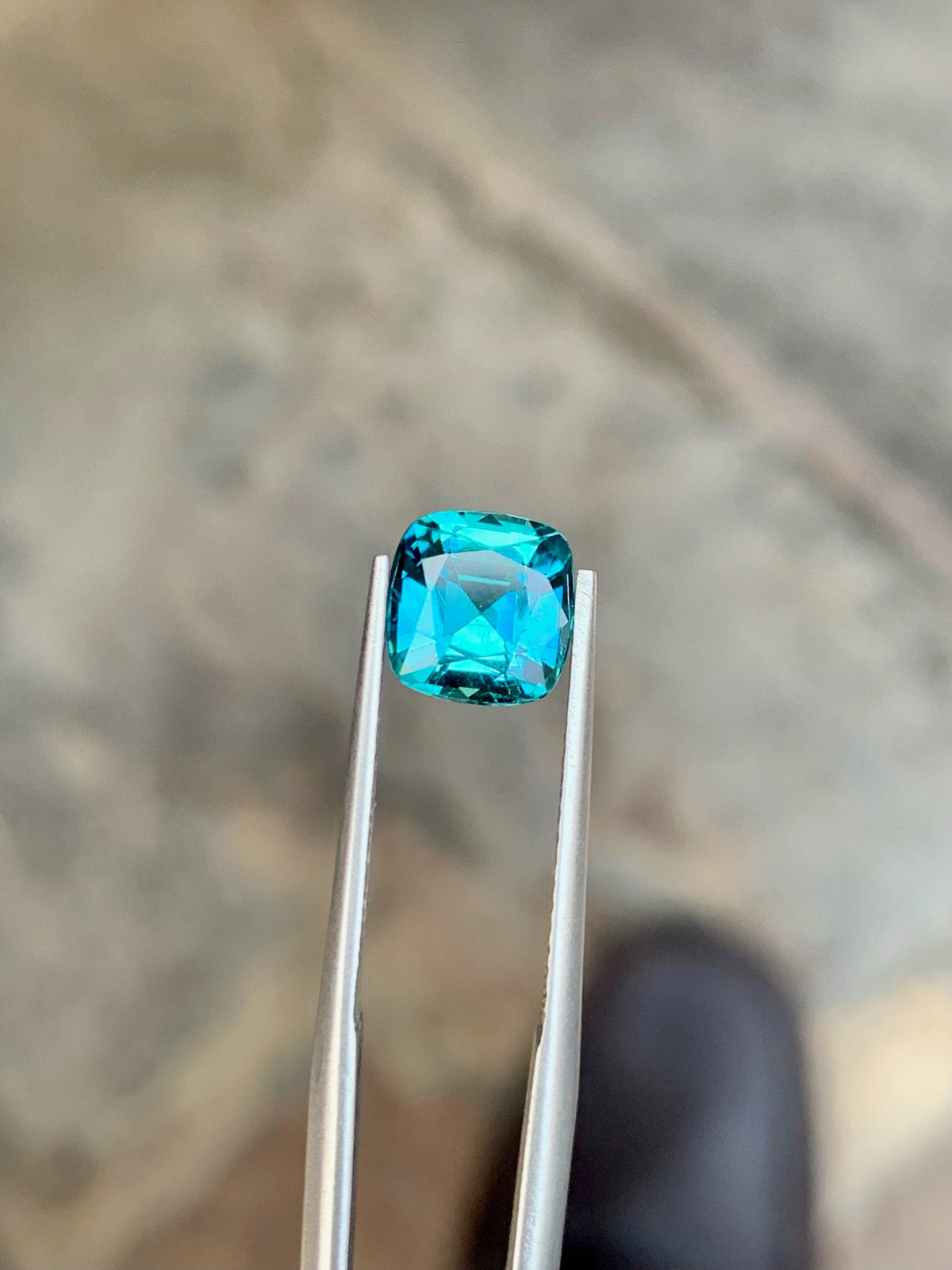 Ink Blue Tourmaline Gemstone: Natural Cushion Cut, 1.70 Cts