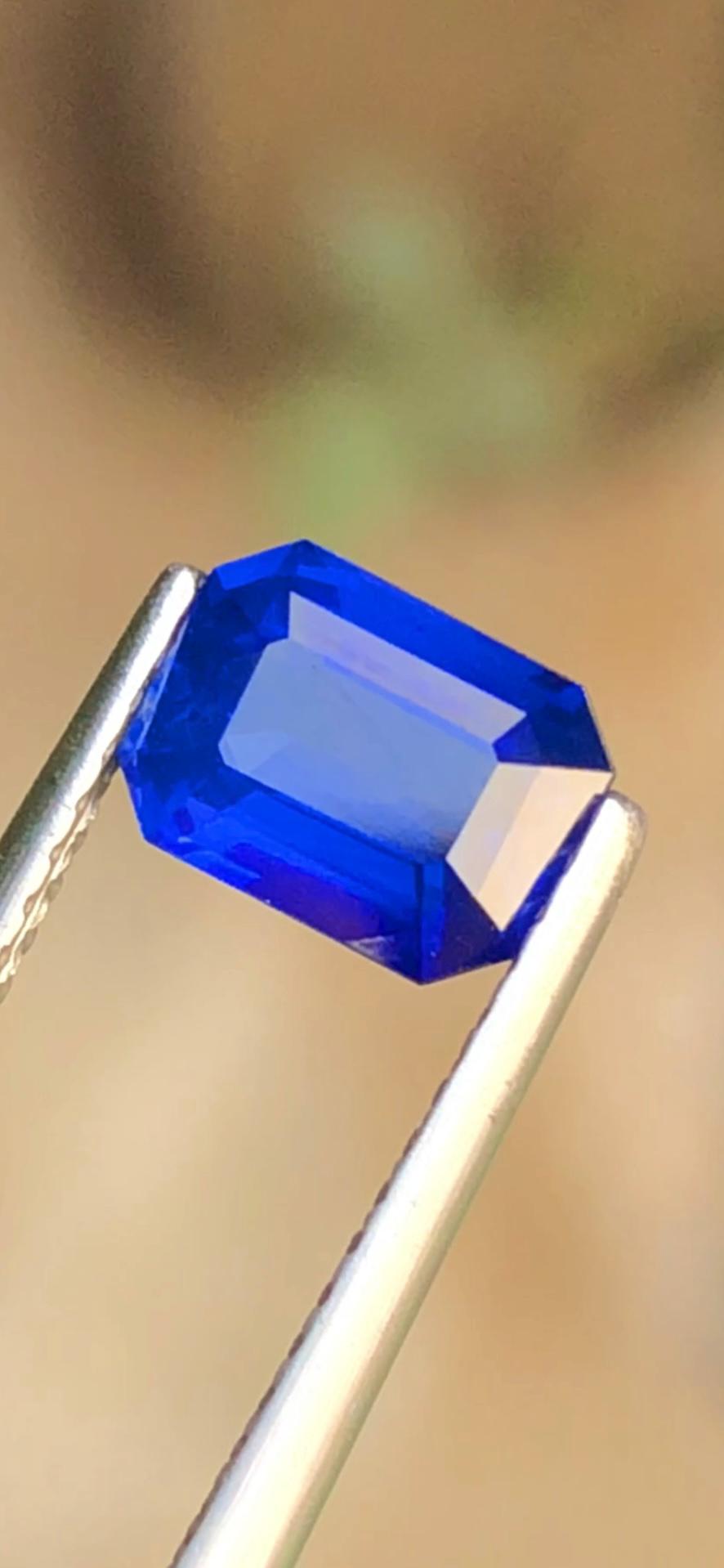 Royal Blue Sapphire 1.20ct Emerald Cut Madagascar – Certified Faceted Gemstone