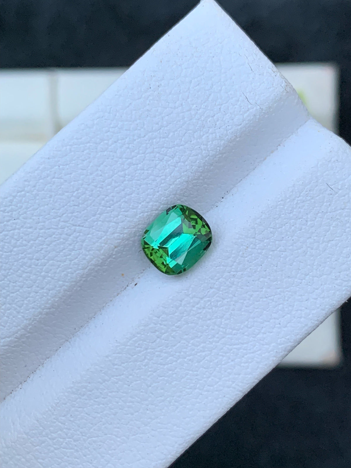 1.40 CT Bluish Green Tourmaline Gemstone: Long Cushion Cut
