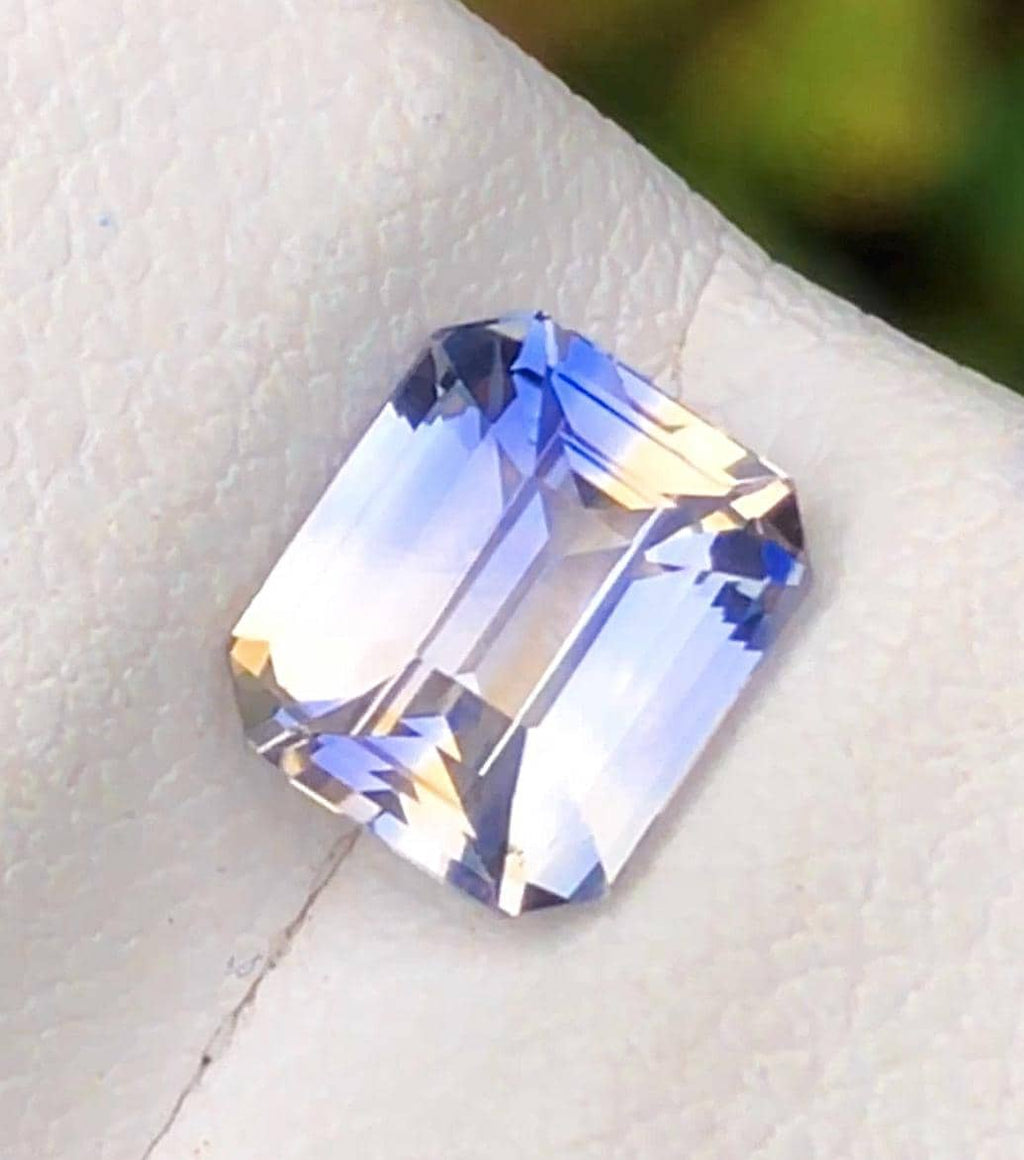 Blue Bi-Color Sapphire 2.05 carat emerald Cut Sri Lanka