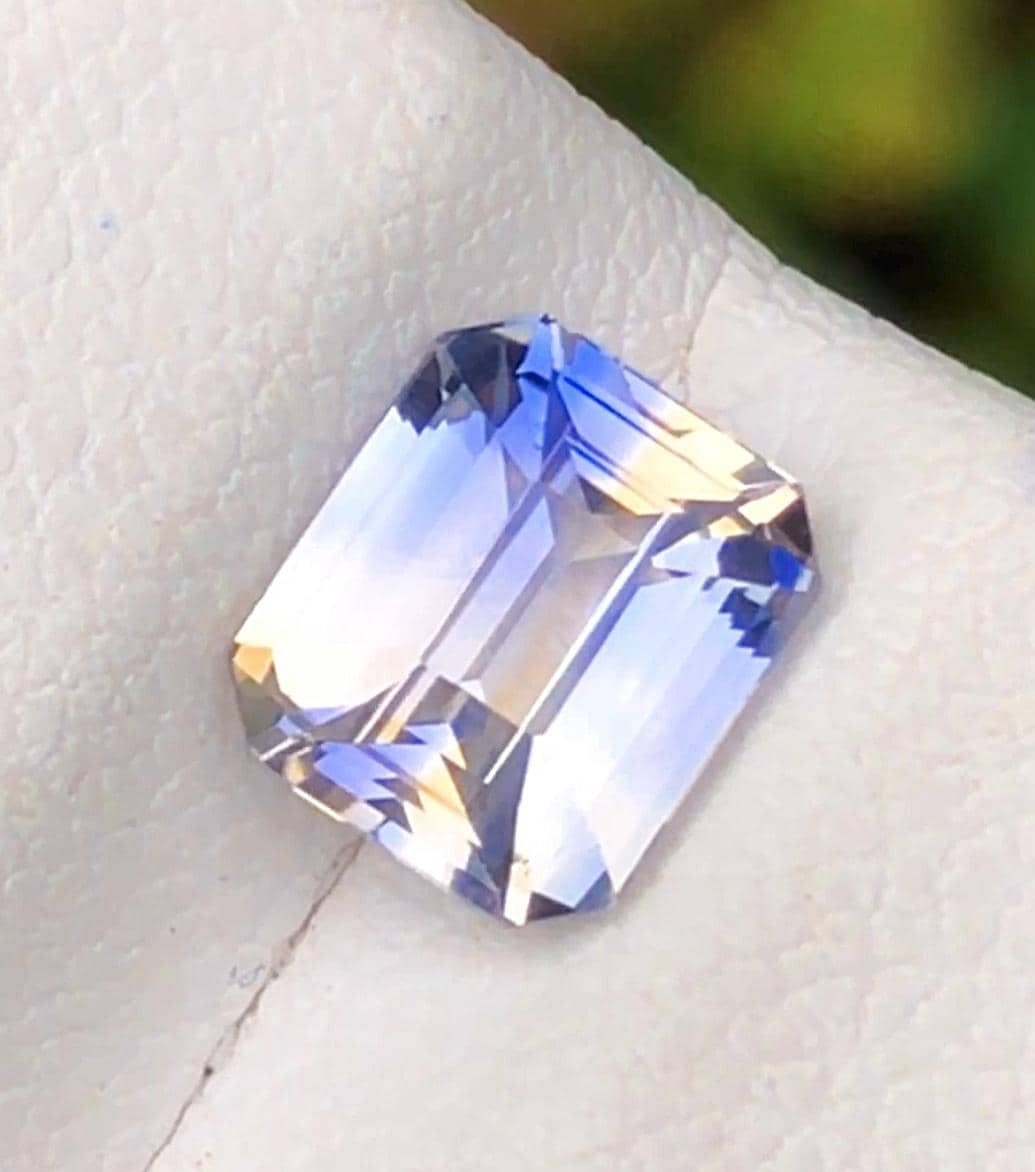 Blue Bi-Color Sapphire 2.05 carat emerald Cut Sri Lanka