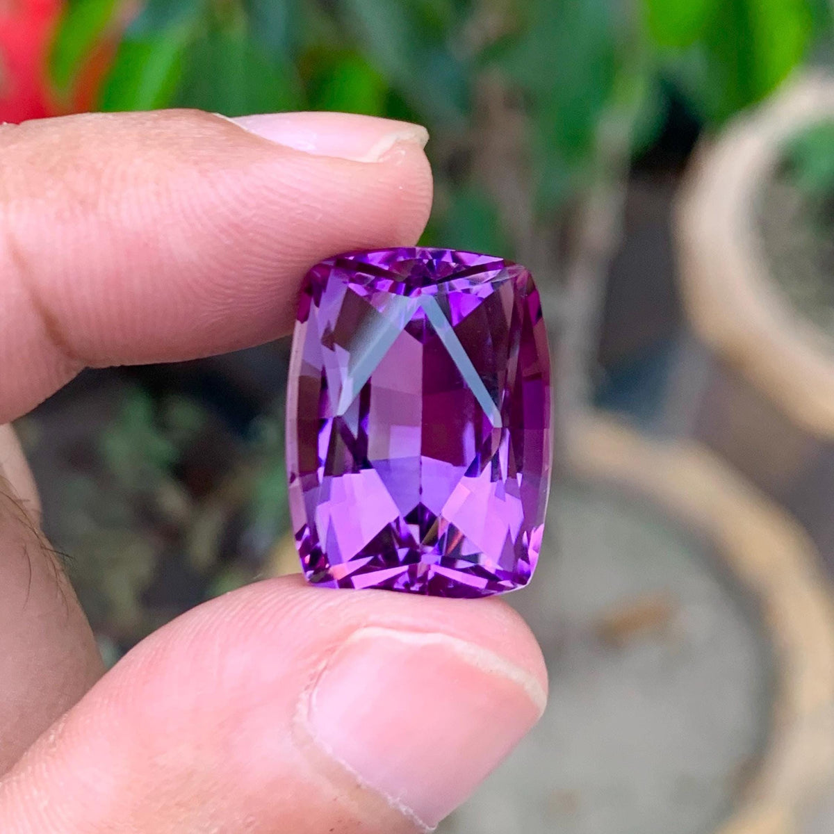 Amethyst 22.95ct Fancy Rectangular Cut from Brazil – Deep Purple Collector Gemstone