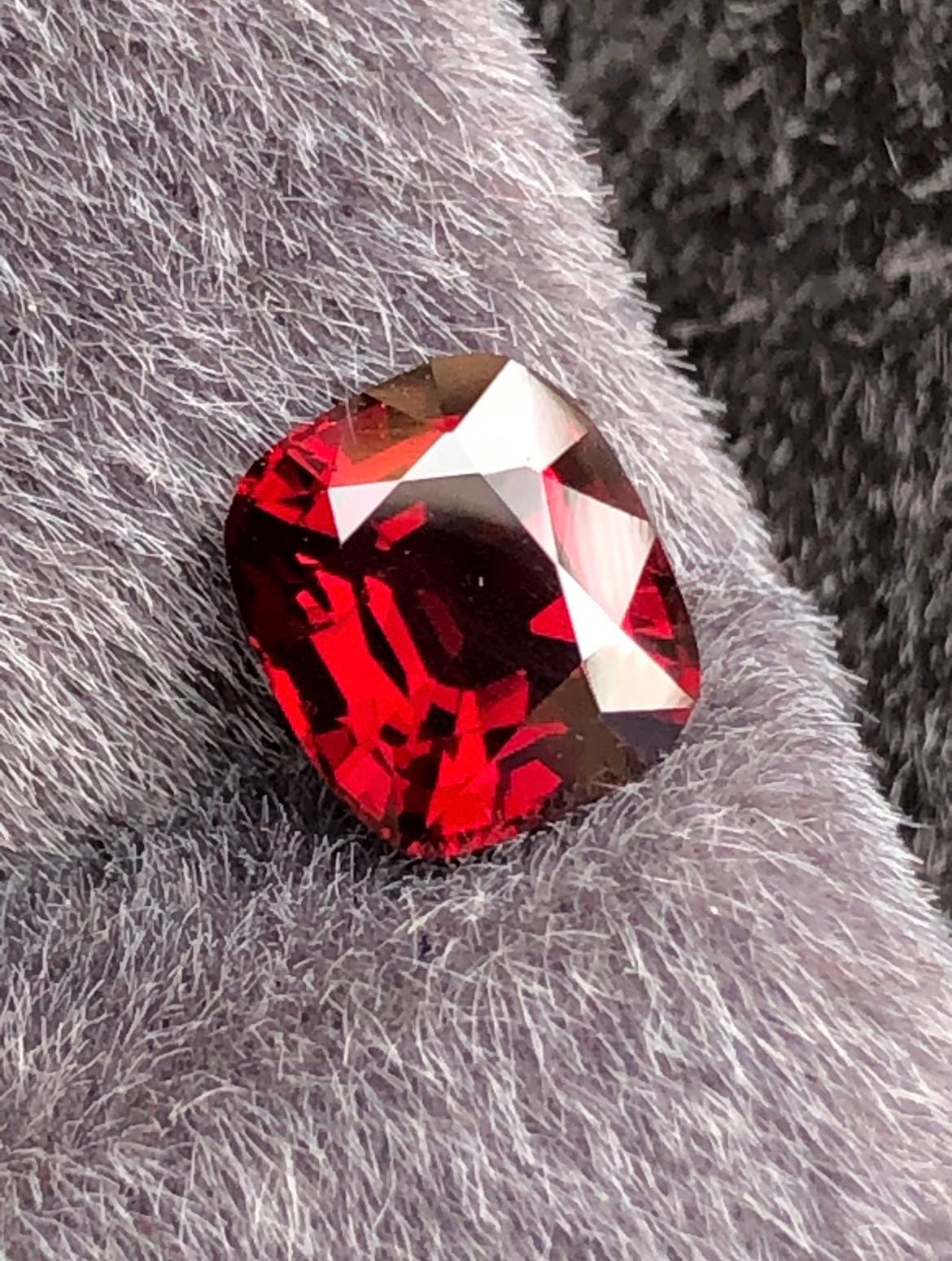 Vivid Red Spinel 1.55ct Step Cushion Cut - Burma Gemstone Loose Stone