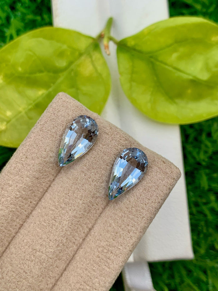 Santa Maria Blue Aquamarine Gemstone Pair: Pear Cut, March Birthstone, 4.20 CT