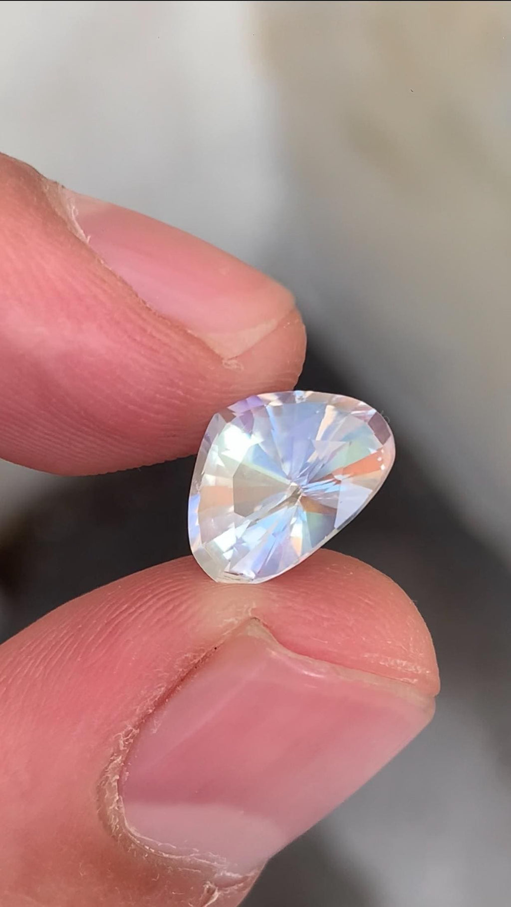 Rainbow Moonstone Gemstone: 4.65 CT Madagascar Teardrop, VVS Clarity