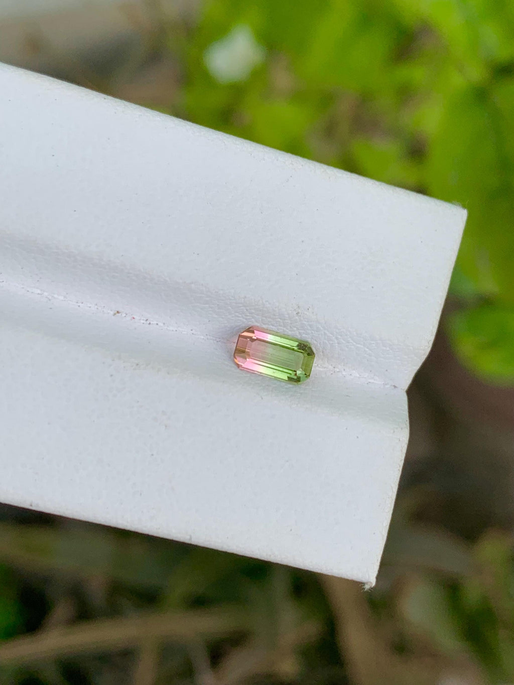 Bi-Color Tourmaline Gemstone: Emerald Cut, 0.80 CT Loose Stone
