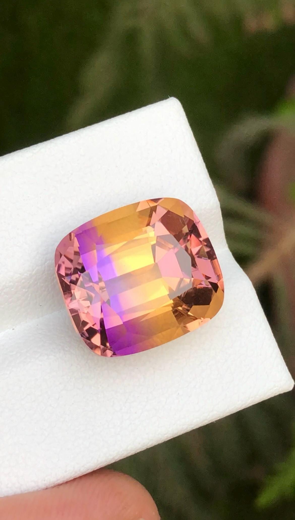 Bi-Color Ametrine 14.40 Ct Cushion Cut – Gemstone from Brazil