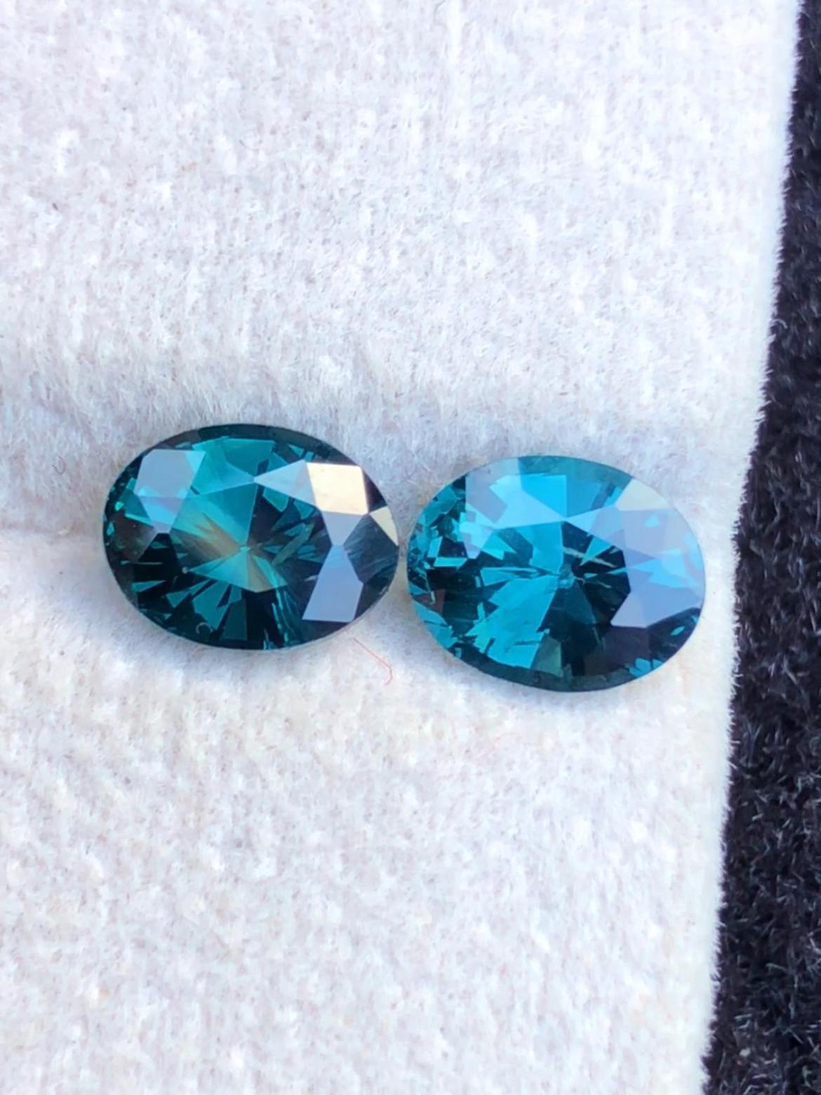 Greenish-Blue Spinel Pair 2.20ct Oval Faceted Cut – Tanzania, No-Heat Certified Quality