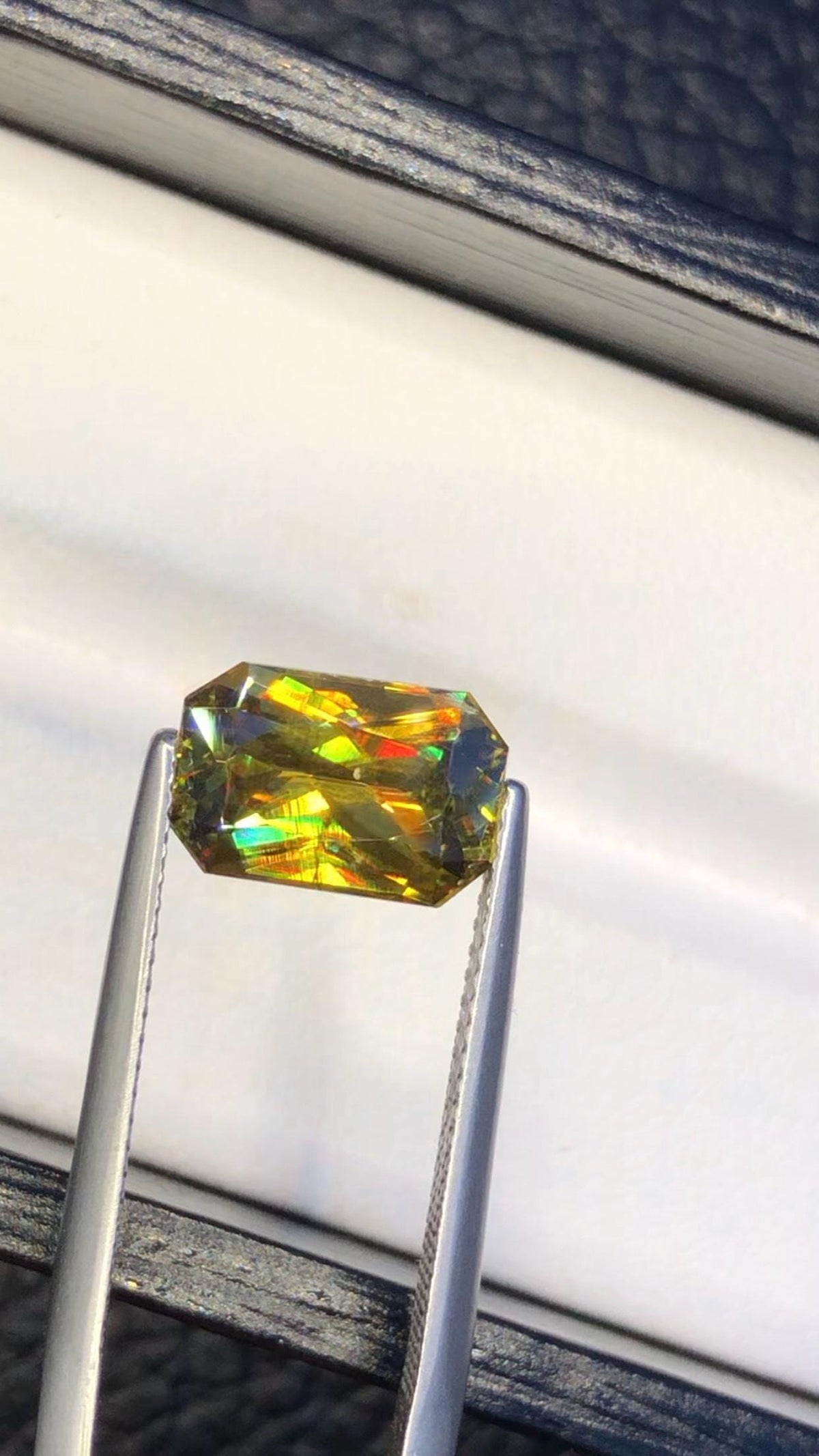 Emerald Cut Sphene Gemstone: Rare Trichroic Titanite, 3.35 CT