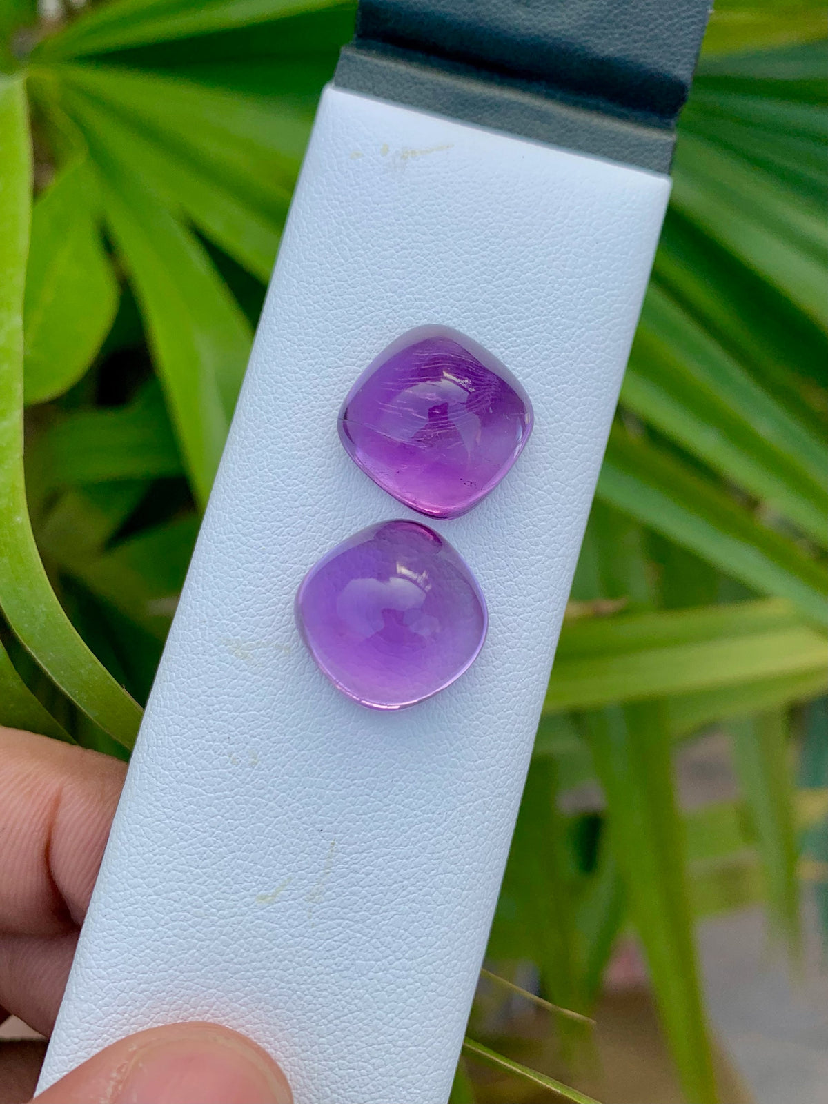Deep Purple Amethyst Cabochon Pair: Fine Gemstone, 25.55 Carat