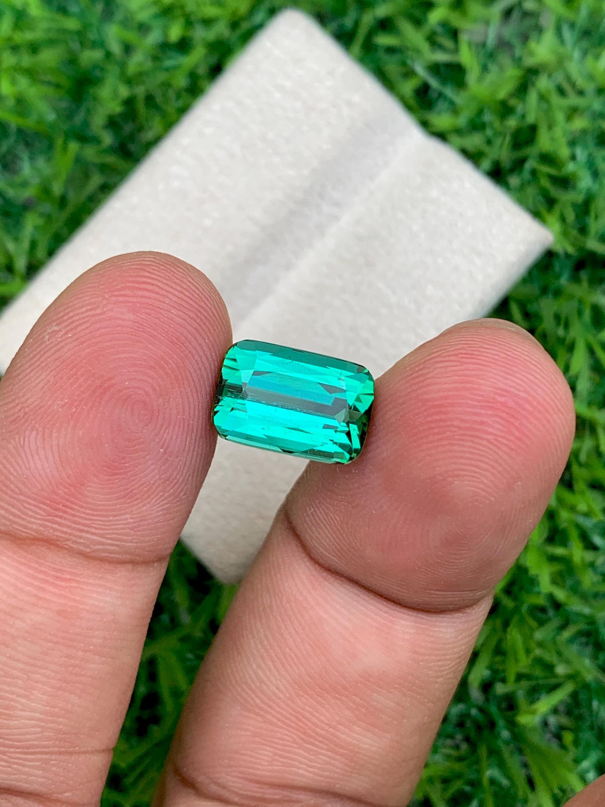 Bluish Green Tourmaline Gemstone: 3.40 CT Cushion Cut, Afghanistan Origin