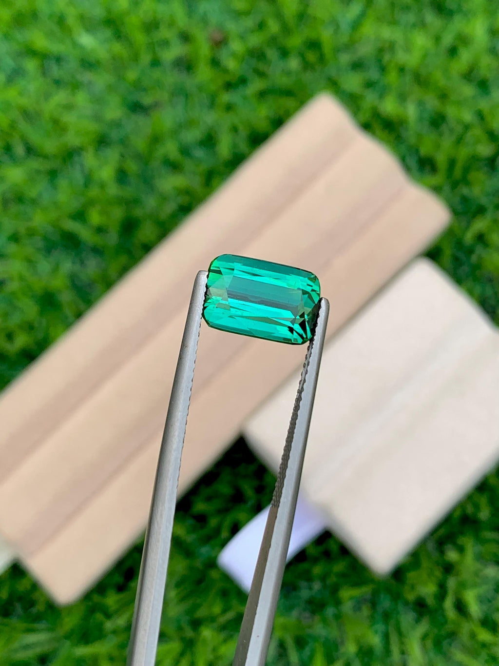 Bluish Green Tourmaline Gemstone: 3.40 CT Cushion Cut, Afghanistan Origin