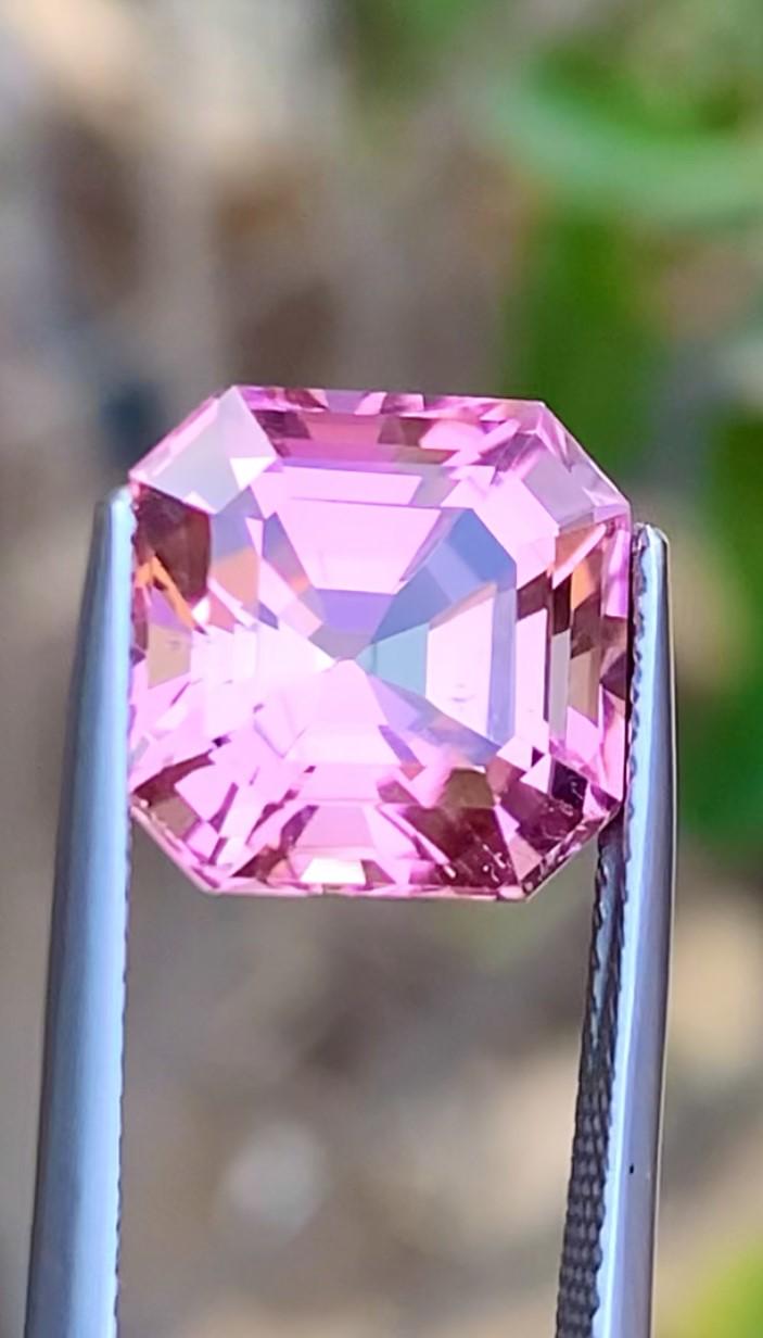 Pink Tourmaline Gemstone: 6.30 CT Asscher Cut Loose Stone