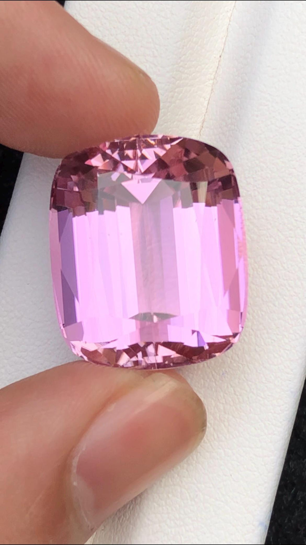 Pink Kunzite Gemstone: 41.70 carat Faceted Cushion Cut from Afghanistan